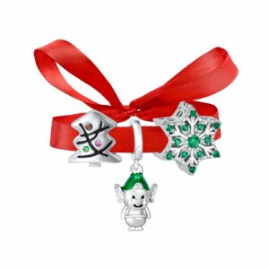 Christmas Charm Bead Green Elf Santa Helper Enamel for European Bracelet